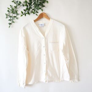 Hot Cotton Marc Wear Ivory White Snap Button Cardigan Sweater Size Petite Small